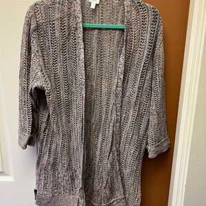 dressbarn Multicolor Open-Front Cardigan